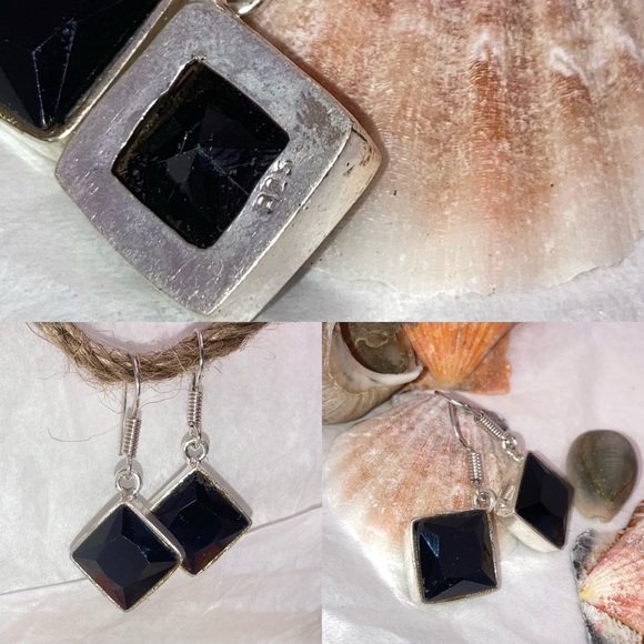 Edgy Black Spinel Gemstone Drop Handmade Earrings - Picture 3 of 3